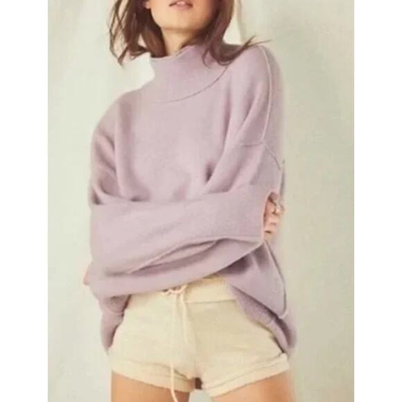 Free People After Glow Mock Neck Sweater Purple Size Small - Picture 1 of 8